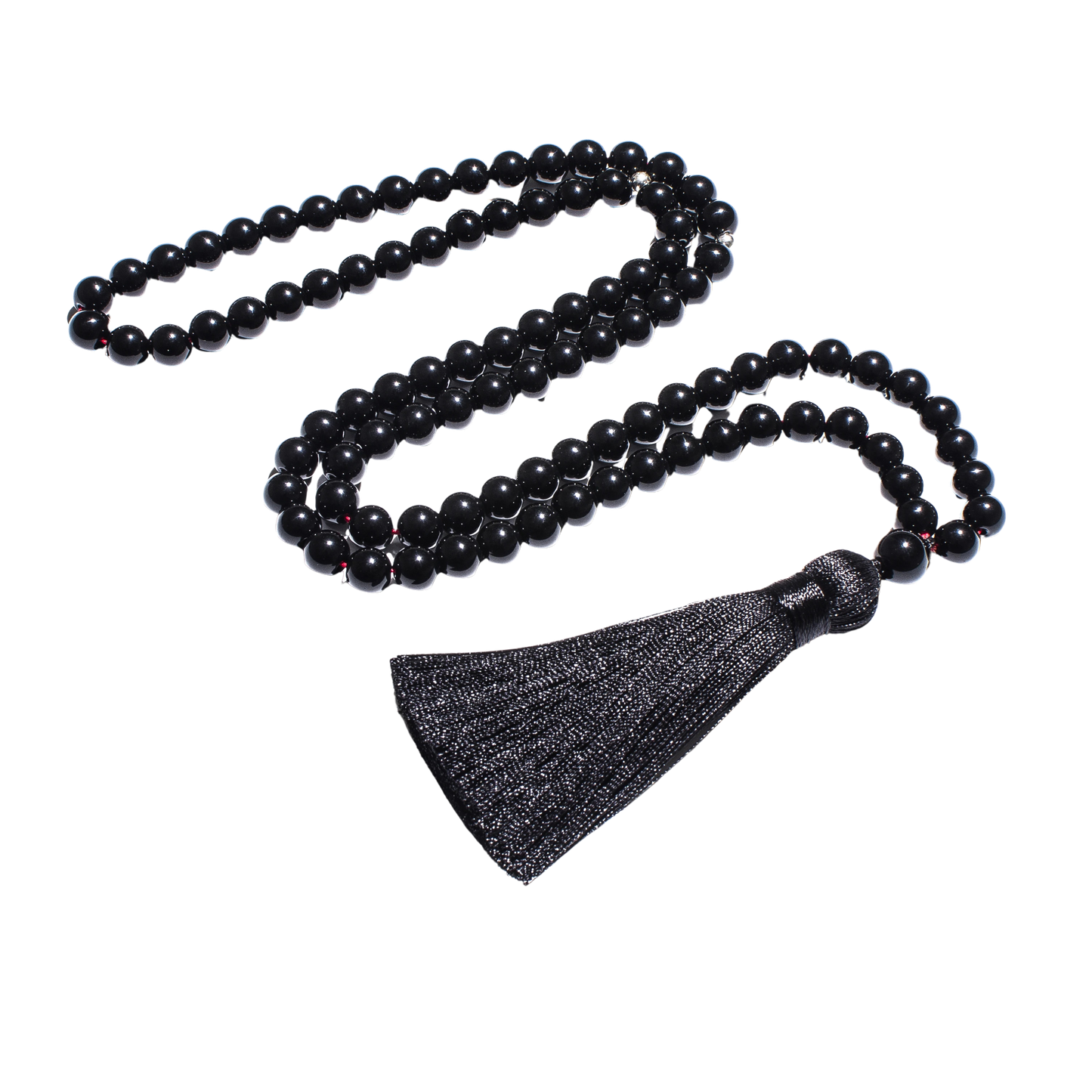 Black onyx prayer beads with a black tassel