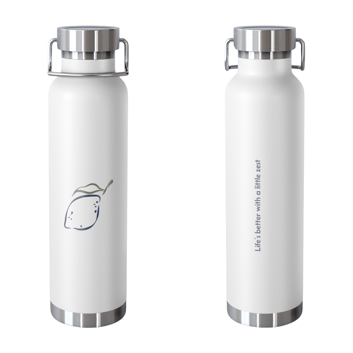 Lemon art on reusable copper insulated water bottle