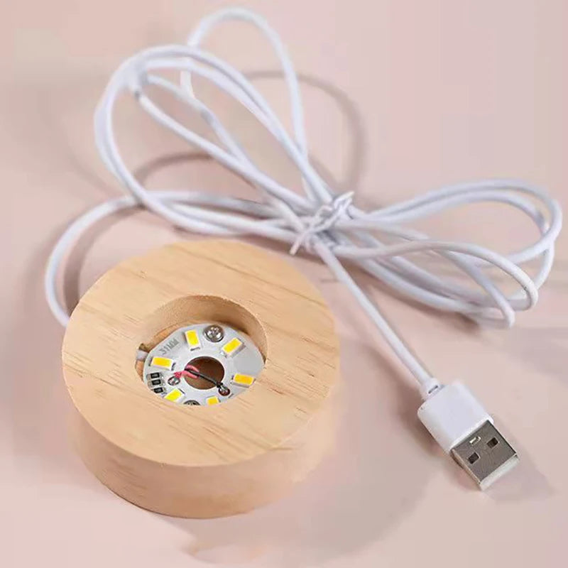LED wooden base with cord for crystal ball lighting