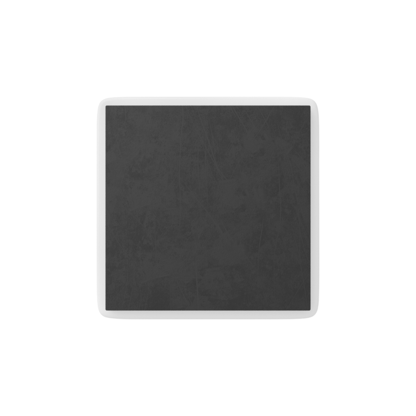 Back view of glossy porcelain magnet showing mounted magnet