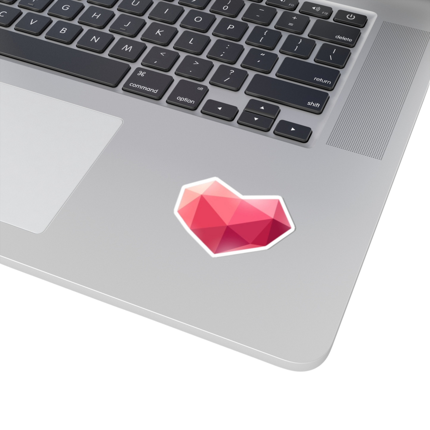 2x2 inch Heart sticker on a laptop – small and subtle with warm meaning