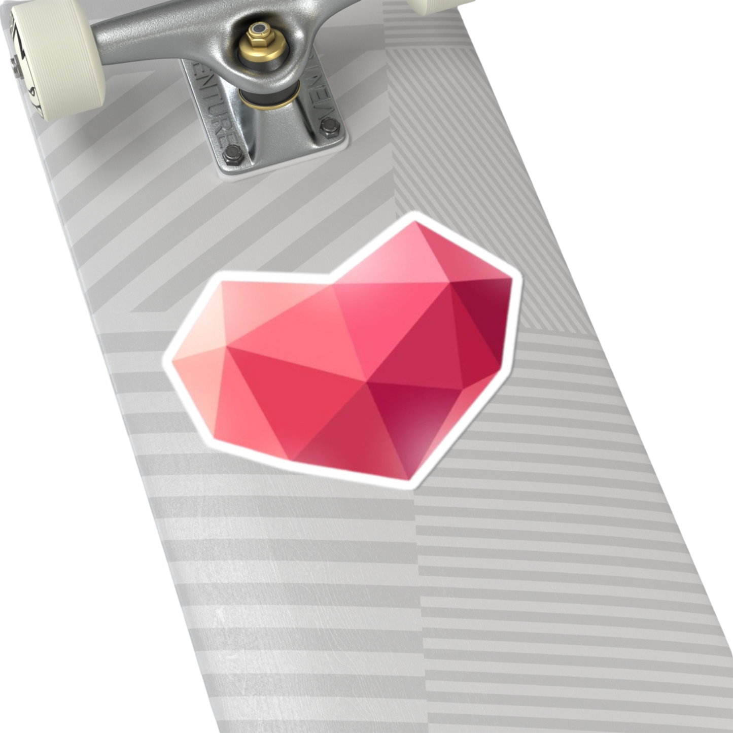 6x6 inch Heart sticker on a skateboard – bold symbol of kindness and care