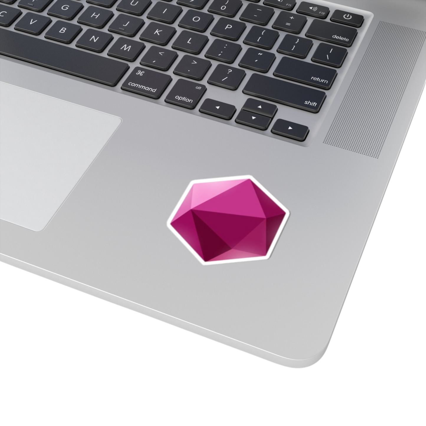 2x2 inch Hexagon sticker on a laptop – tiny touch of harmony