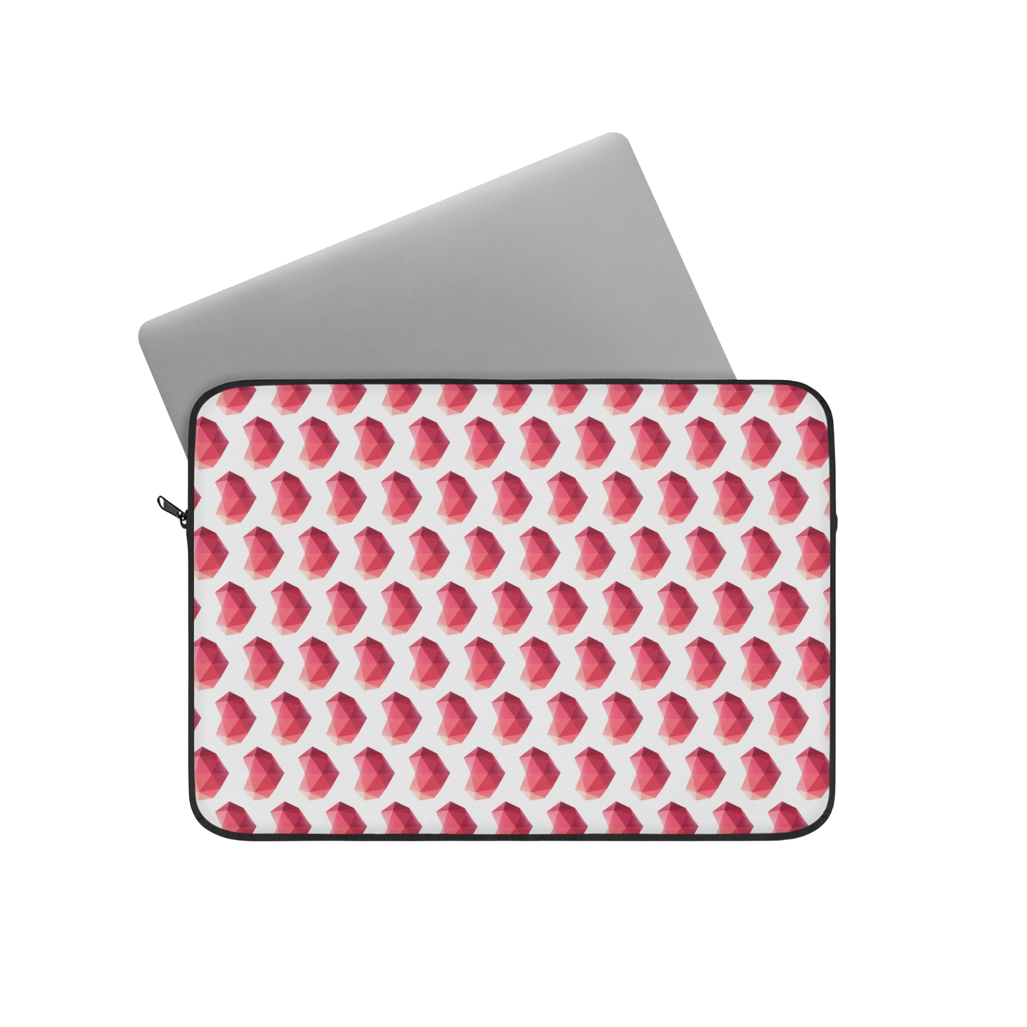 Heart gem 13" laptop sleeve with laptop partially inserted