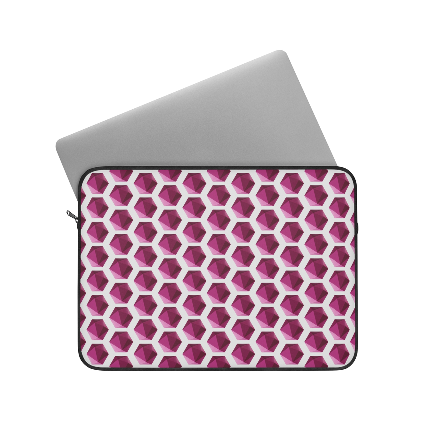 Hexagon gem 15" laptop sleeve with laptop partially inserted