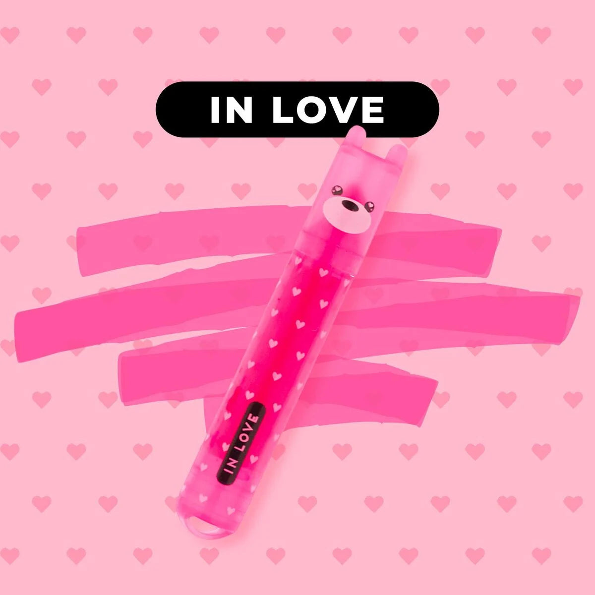 Pink Teddy’s Mood mini highlighter with squiggle – mood: in love