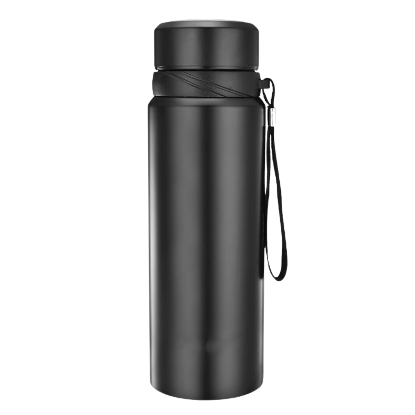 Black 1L vacuum flask in minimalist matte finish