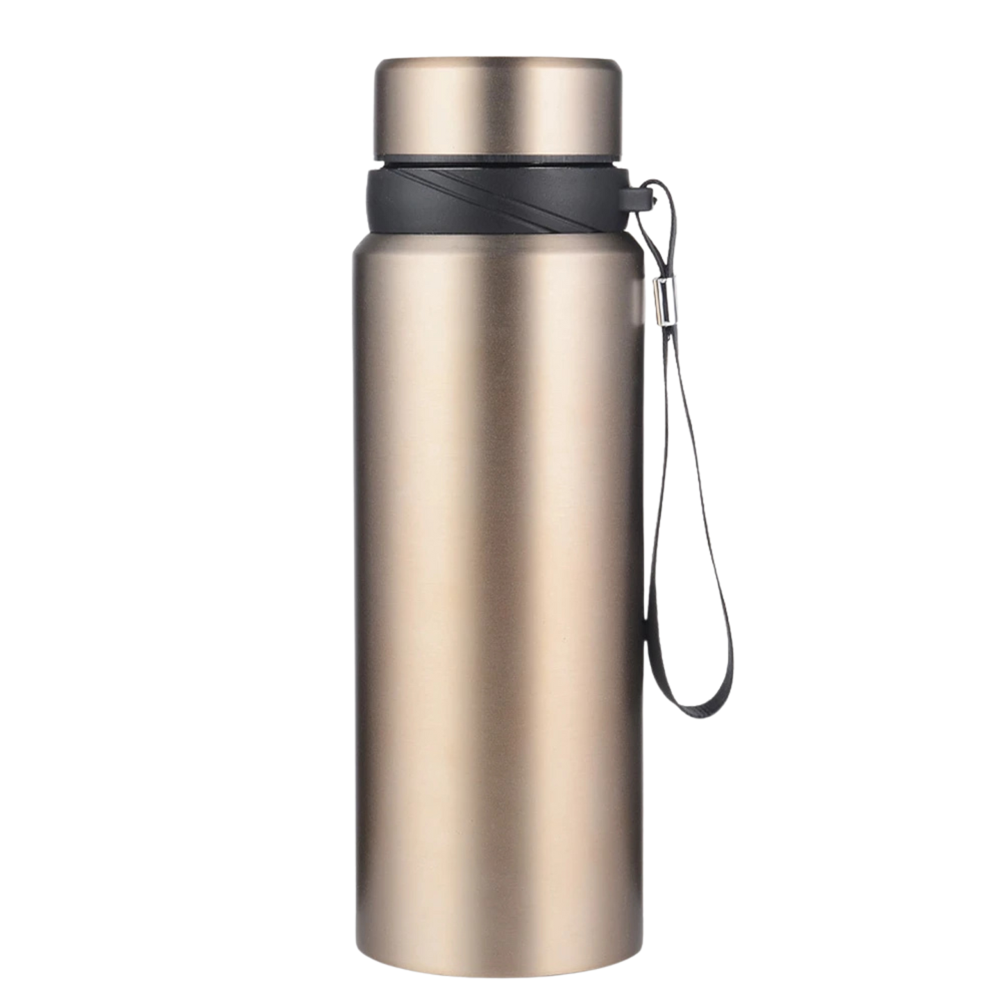 Golden thermal flask for hot drinks during cold nights outdoors