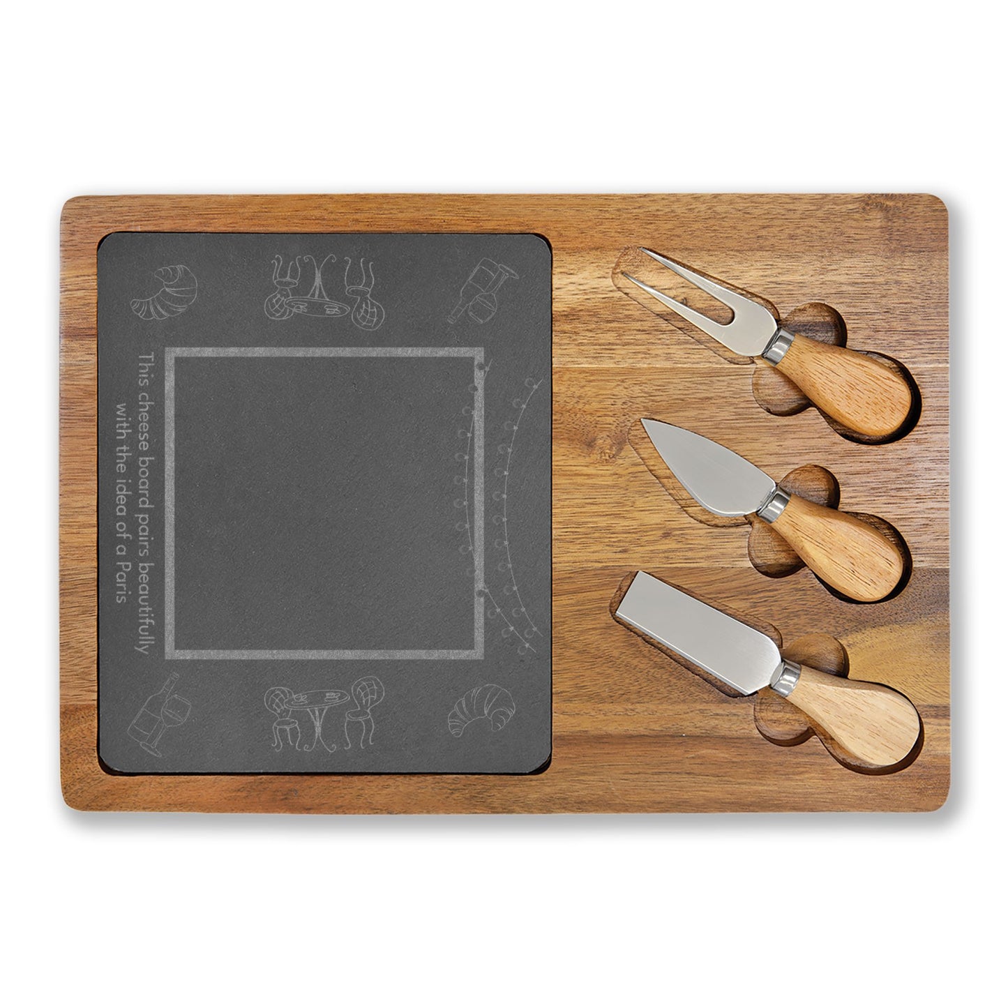 Paris-Inspired Engraved Charcuterie Board | Perfect Paris Square Collection