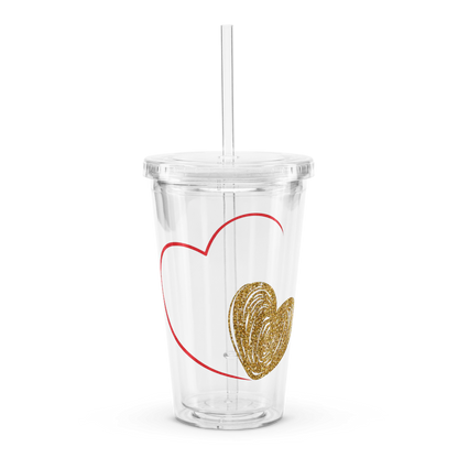 2Hearts Double Wall Clear Plastic Tumbler (16 oz)