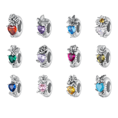 Sterling Silver Flower Birthstone Charm