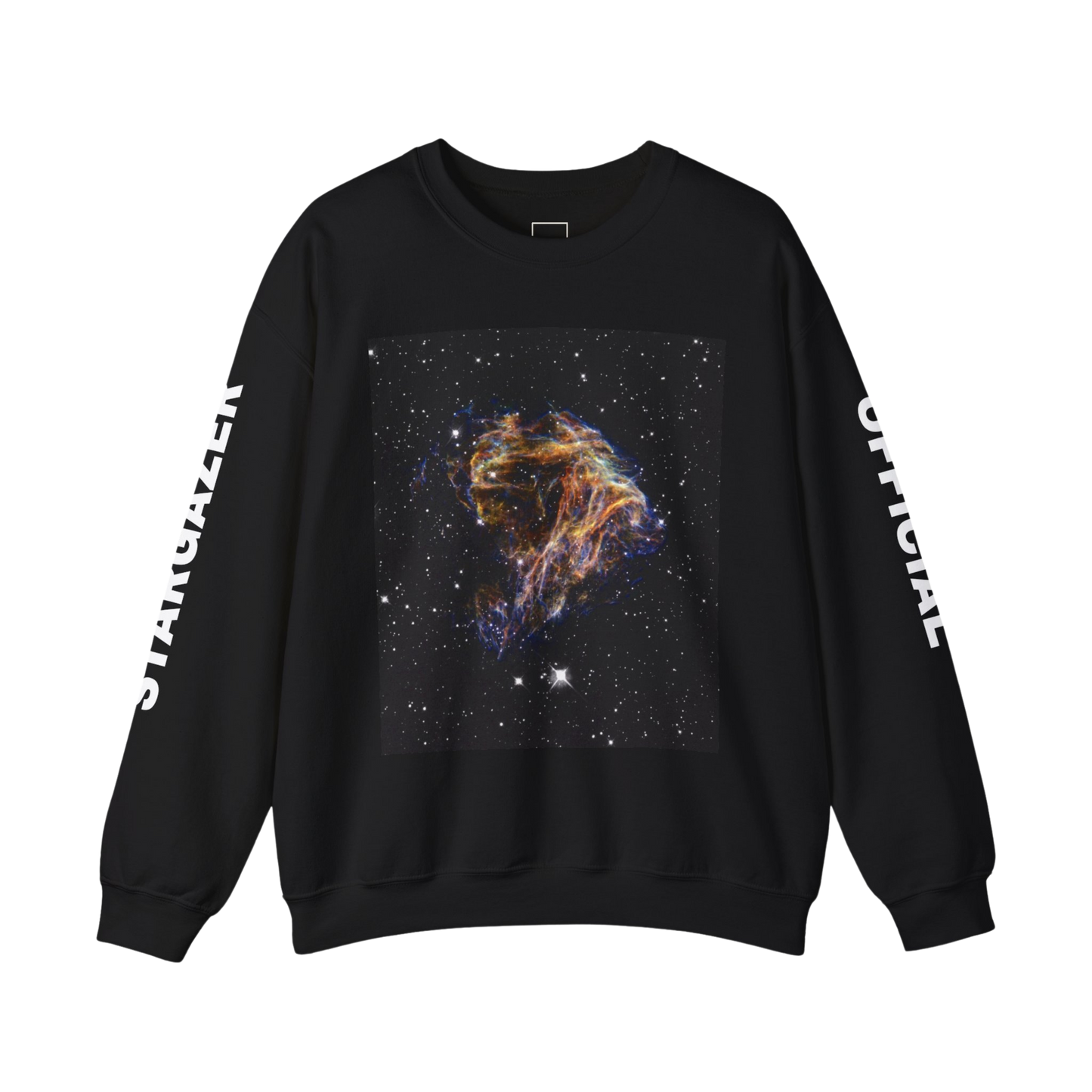 Celestial Fireworks design on sweatshirt – supernova remnant print
