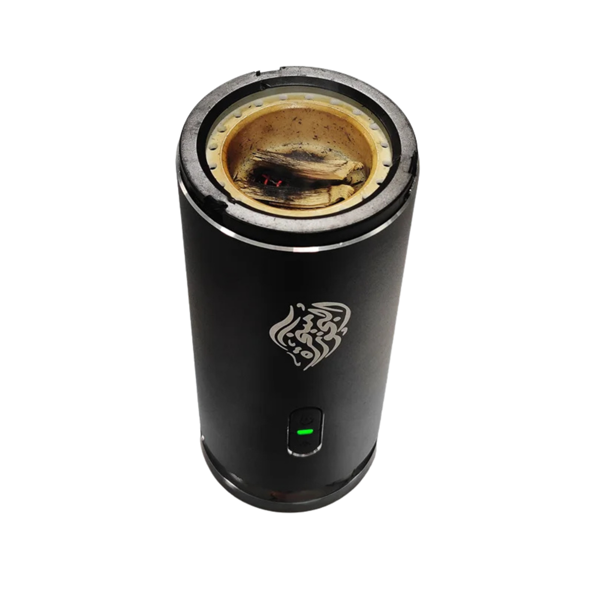 Black Equantu SQ803 burner in use with smoking bakhoor inside chamber