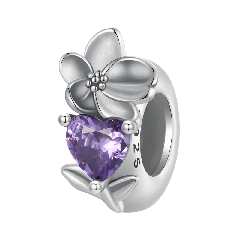 Sterling Silver Flower Birthstone Charm