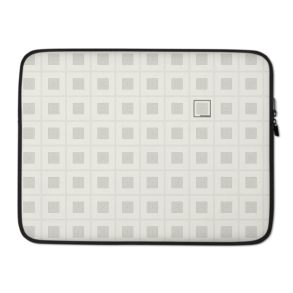 Laptop sleeve made from neoprene fabric, featuring a zip closure and a square design 