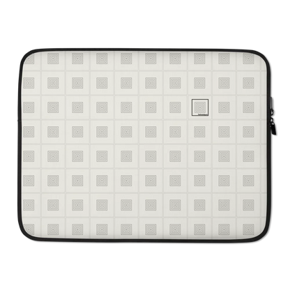 Laptop sleeve made from neoprene fabric, featuring a zip closure and a square design 