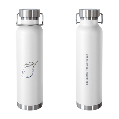Lemon art on reusable copper insulated water bottle