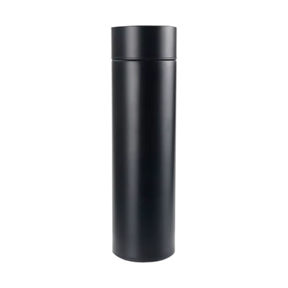 Black digital LED thermos bottle showing sleek finish