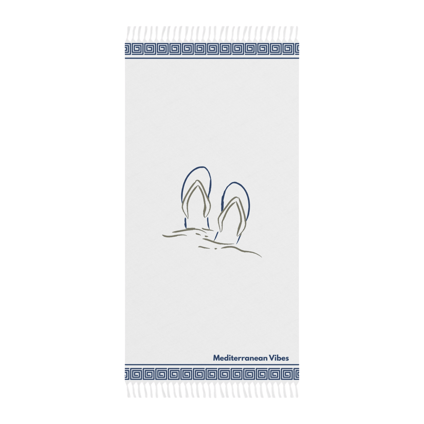 Mediterranean beach cloth with Footprints in the Sand design – soft and expressive