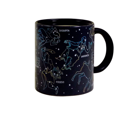 Constellation heat changing coffee mug in hot state with constellations revealed