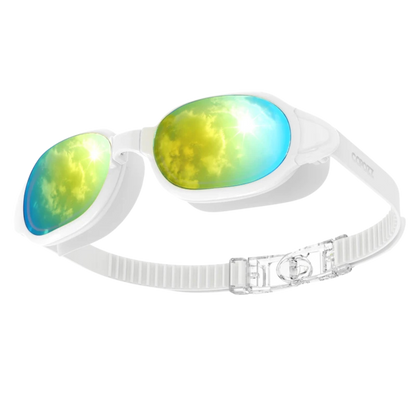  Mirror white COPOZZ swim goggles – sleek anti-fog eyewear with UV protection for outdoor and pool use