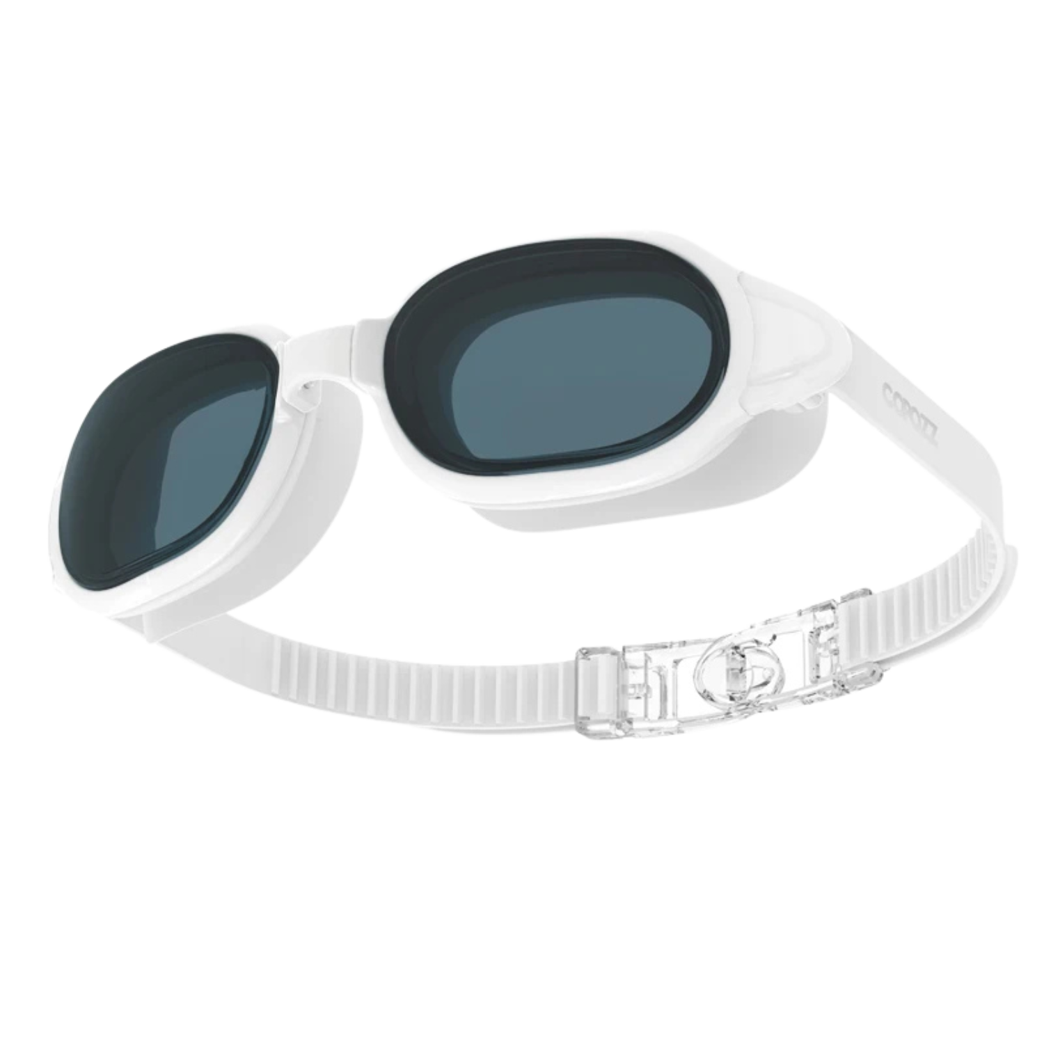 COPOZZ swimming goggles in transparent white – minimalist design with wide vision and soft fit