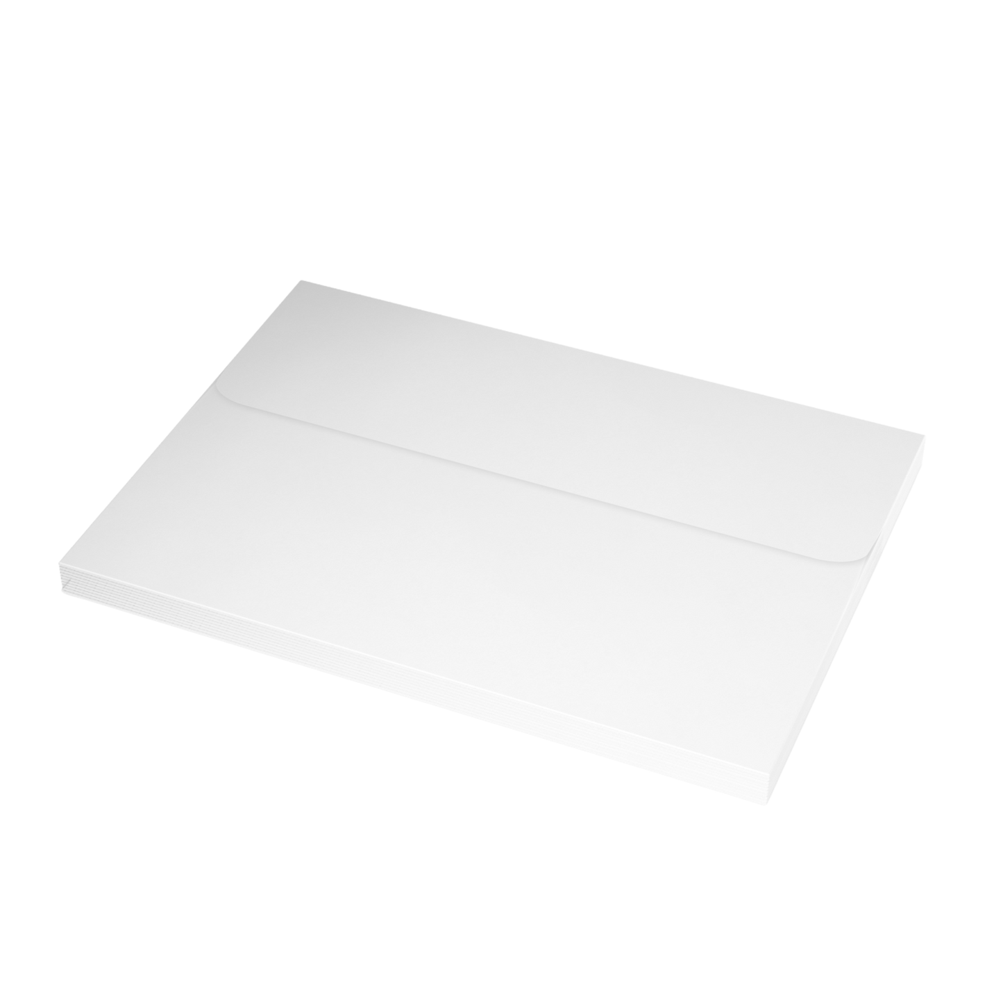 White envelope for eucalyptus postcard, shown closed