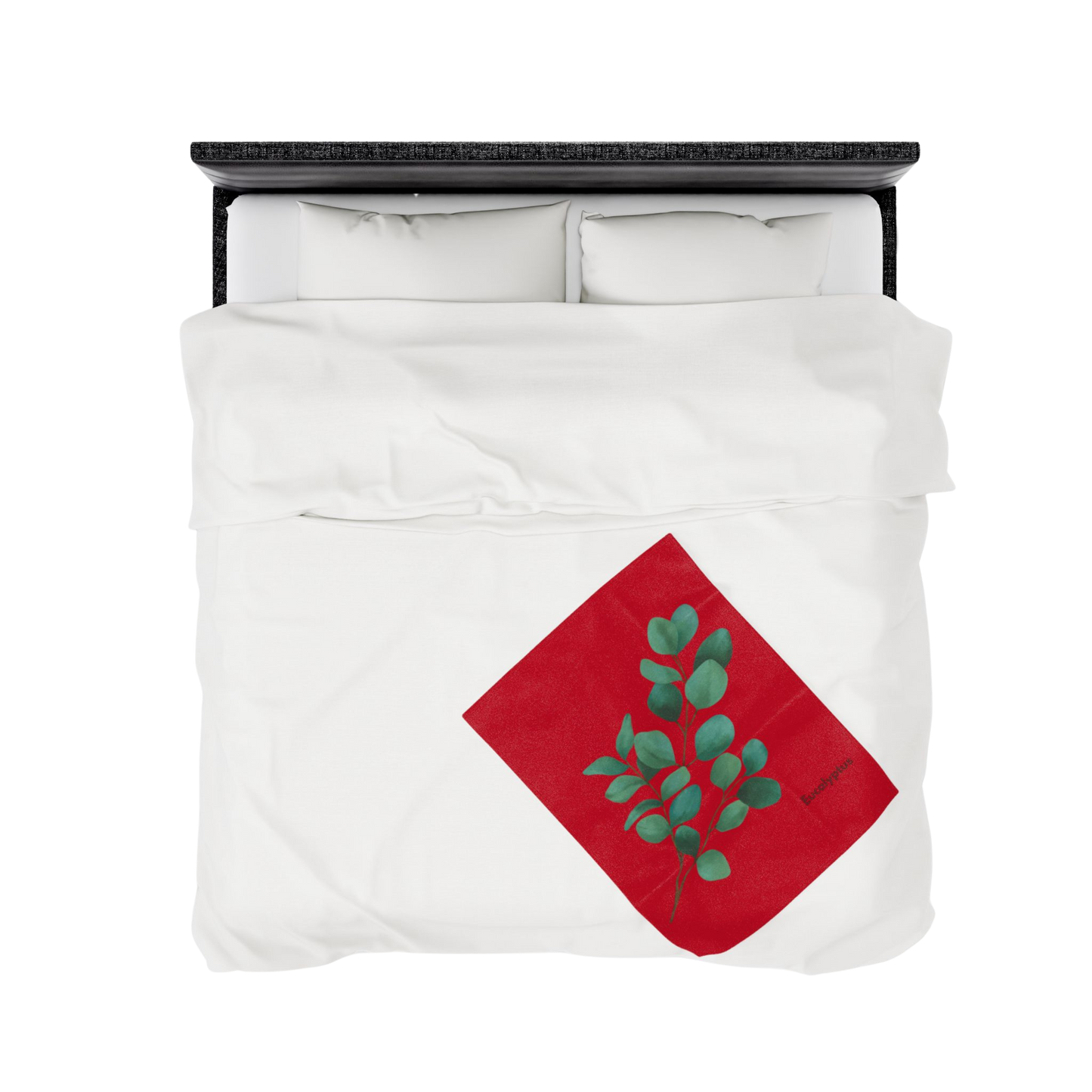 30x40 inch Eucalyptus Velveteen Plush Blanket styled on a double bed