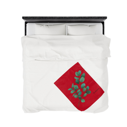 30x40 inch Eucalyptus Velveteen Plush Blanket styled on a double bed