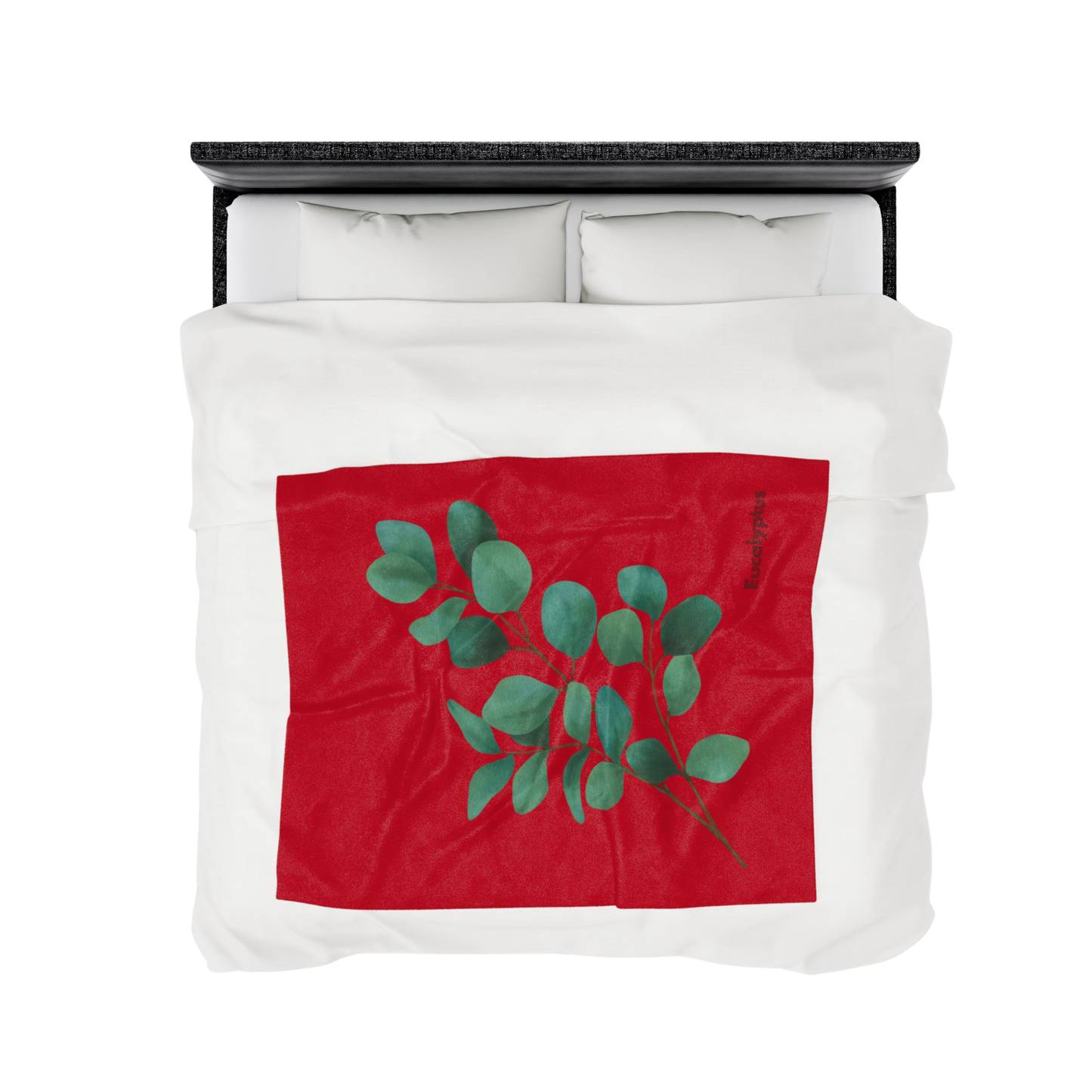 50x60 inch Eucalyptus Velveteen Plush Blanket styled on a double bed