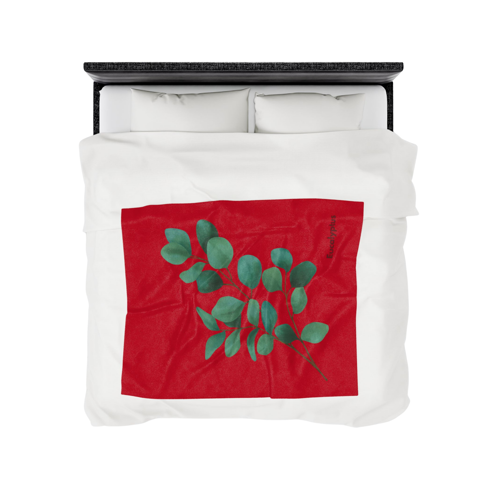 50x60 inch Eucalyptus Velveteen Plush Blanket styled on a double bed