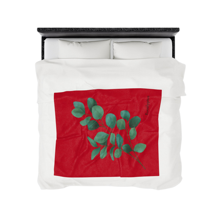 50x60 inch Eucalyptus Velveteen Plush Blanket styled on a double bed