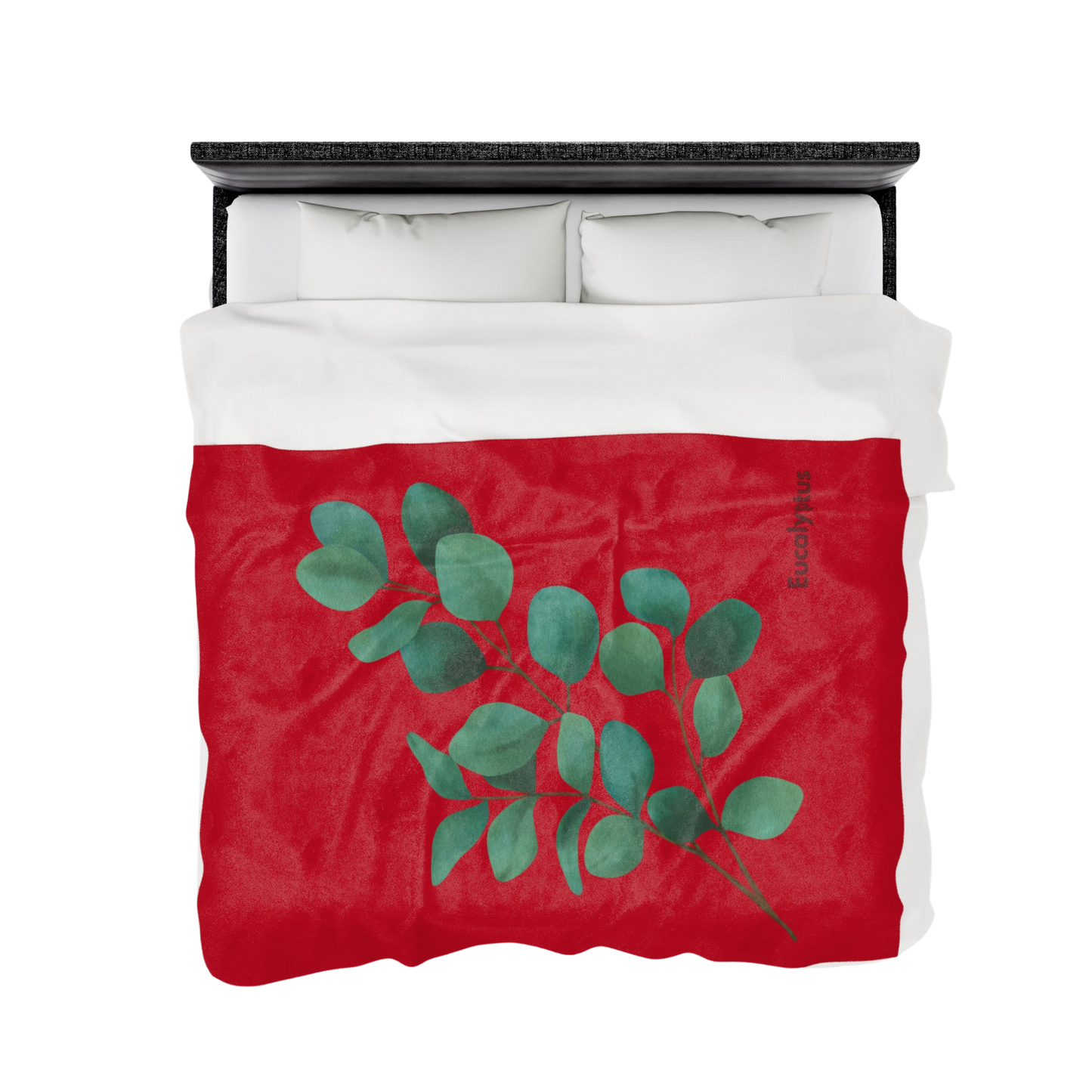 60x80 inch Eucalyptus Velveteen Plush Blanket styled on a double bed