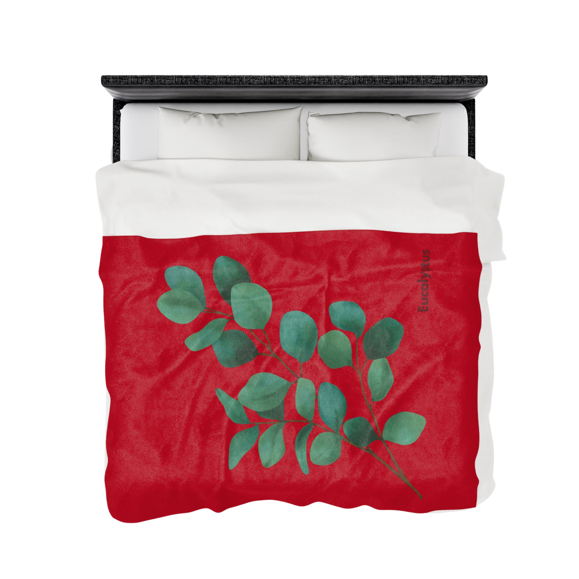 60x80 inch Eucalyptus Velveteen Plush Blanket styled on a double bed