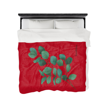 60x80 inch Eucalyptus Velveteen Plush Blanket styled on a double bed
