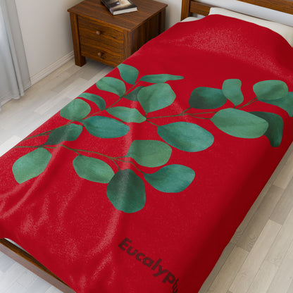 60x80 inch Eucalyptus Velveteen Plush Blanket styled on a single bed