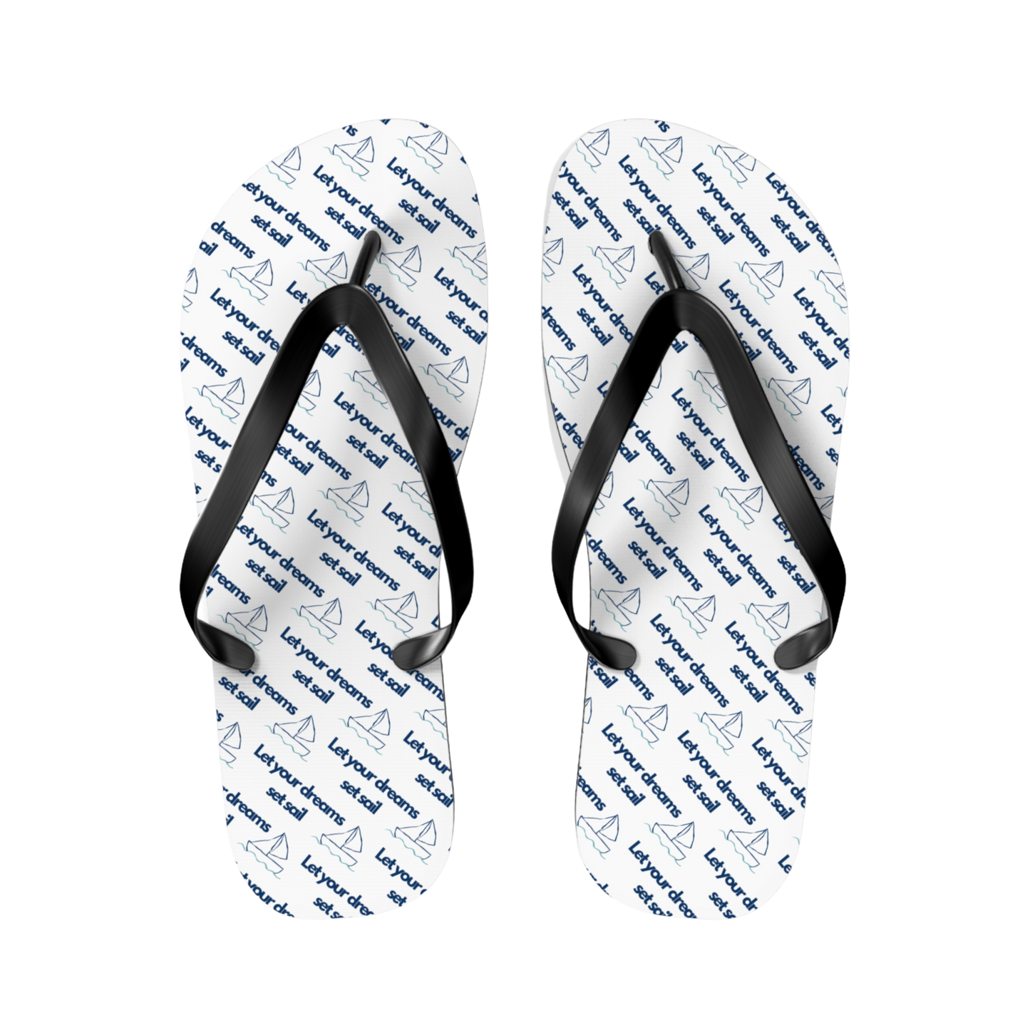 Dayboat design flip flops with sailboat motif and summer-ready EVA sole