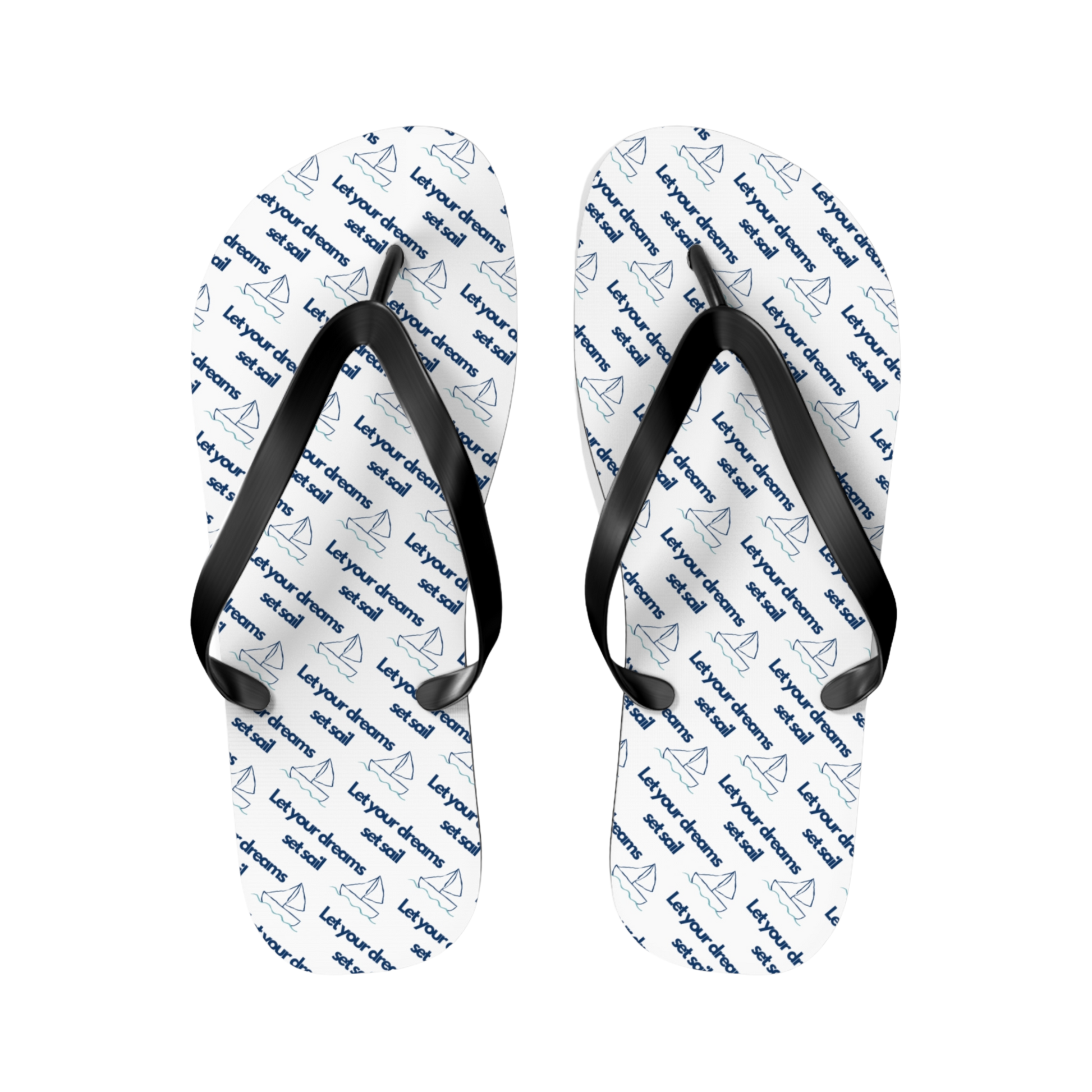 Dayboat design flip flops with sailboat motif and summer-ready EVA sole