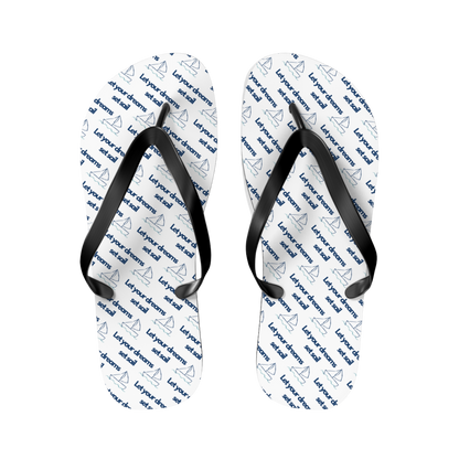 Dayboat design flip flops with sailboat motif and summer-ready EVA sole