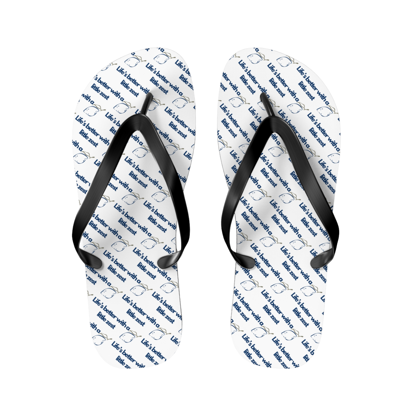 Zest & Rest flip flops featuring lemon motif