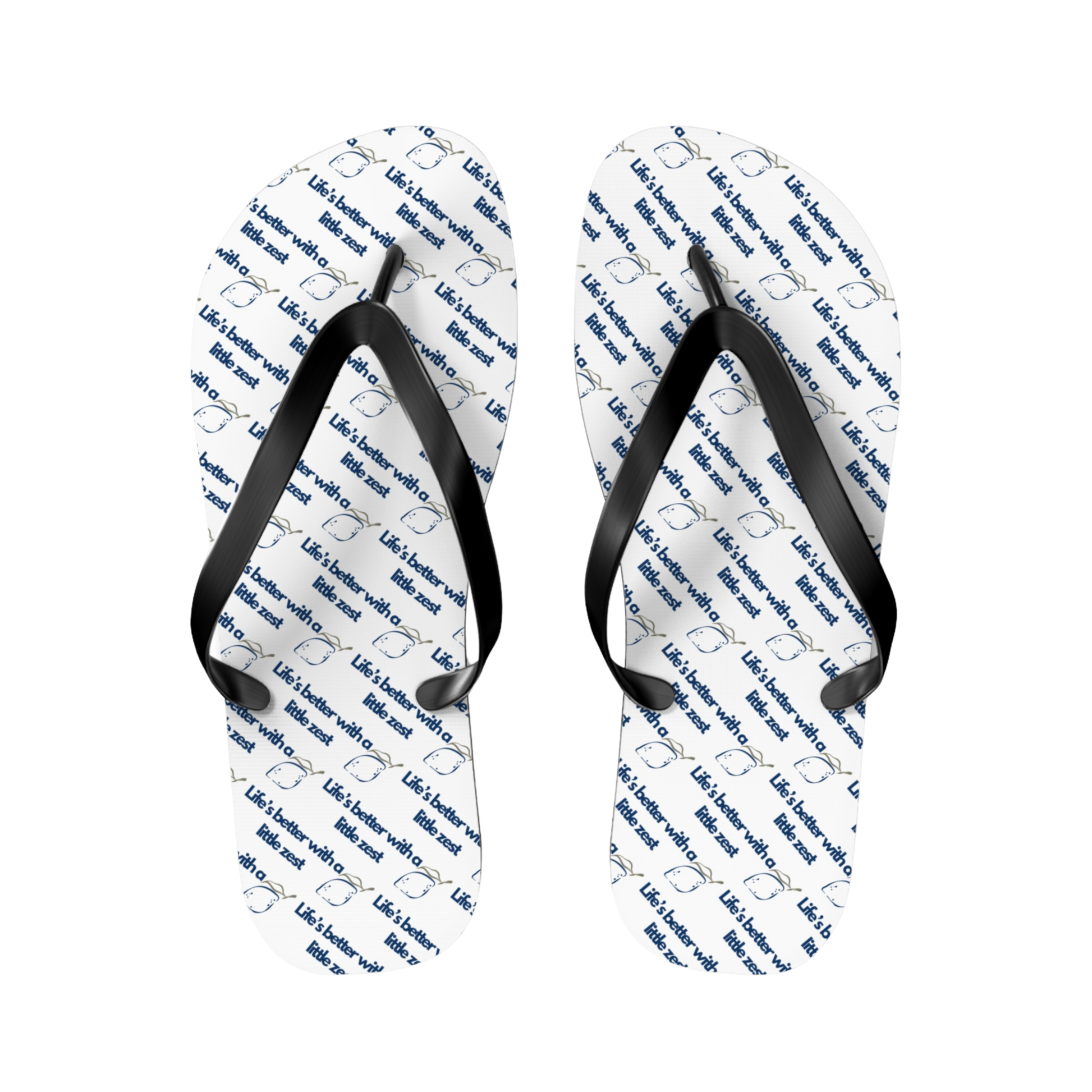 Zest & Rest flip flops featuring lemon motif