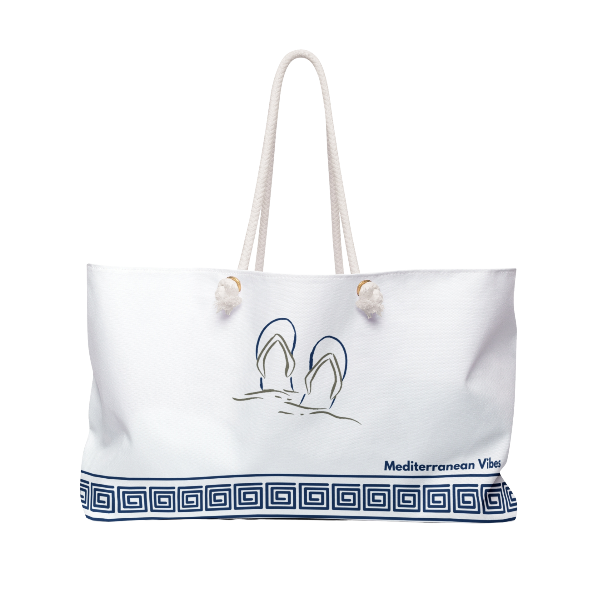 Large travel tote bag with “Footprints in the Sand” print – ideal for beach days and overnight trips