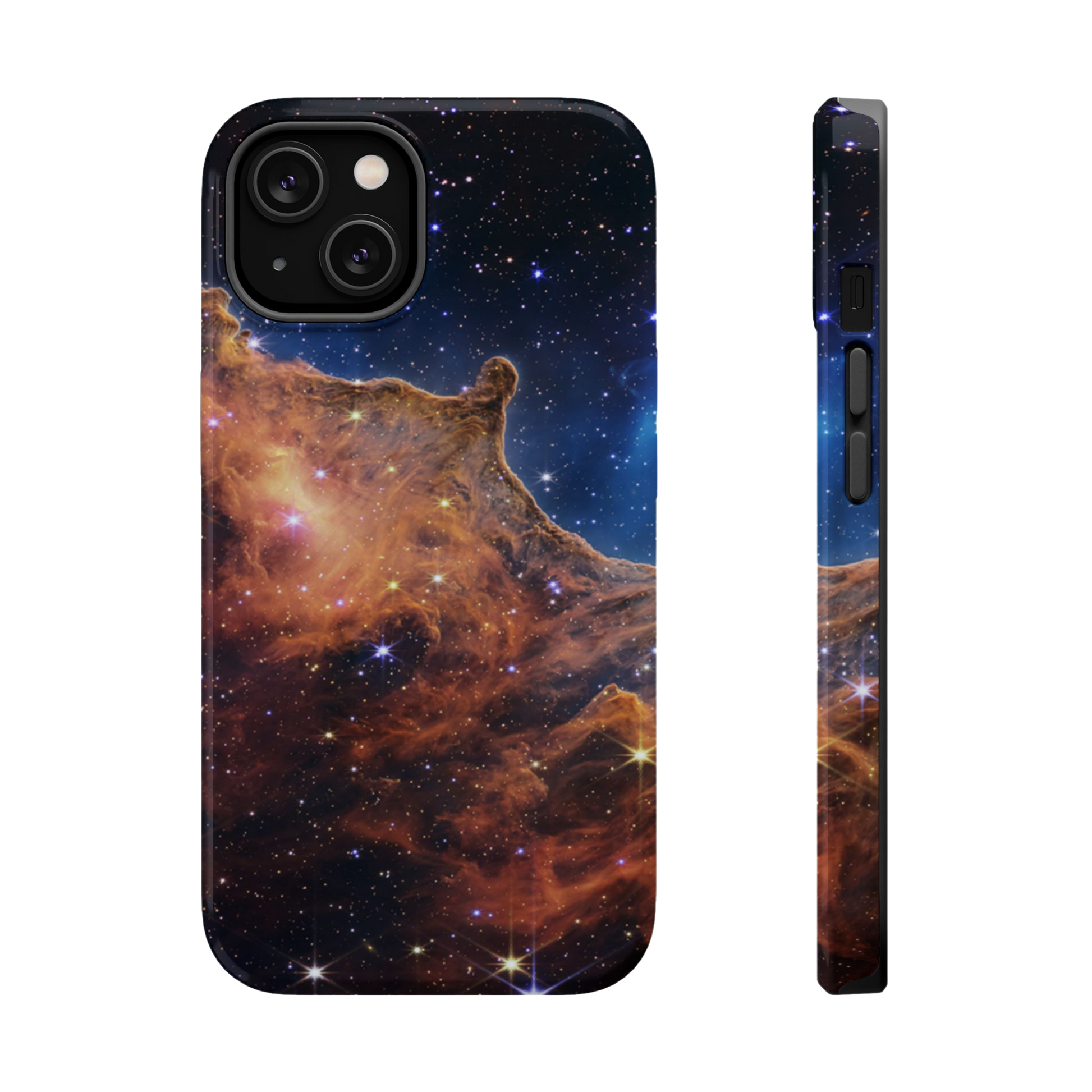 Glossy phone case featuring Cosmic Cliffs nebula edge