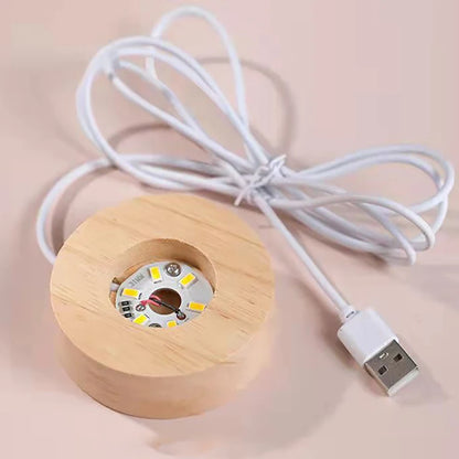 LED wooden base with cord for crystal ball lighting