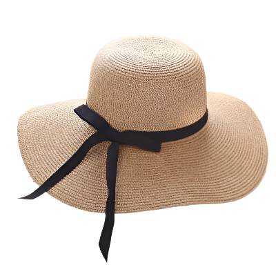 Light coffee wide brim straw hat – UV-protective and foldable hat for summer travel