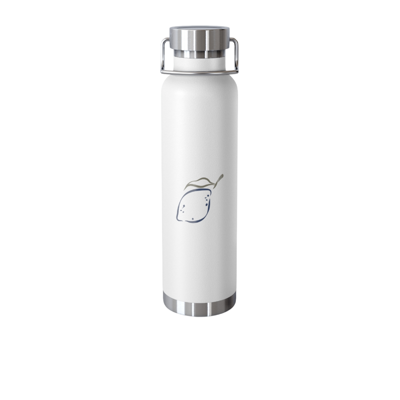 Copper insulated water bottle – 22oz with Mediterranean Vibes design on front