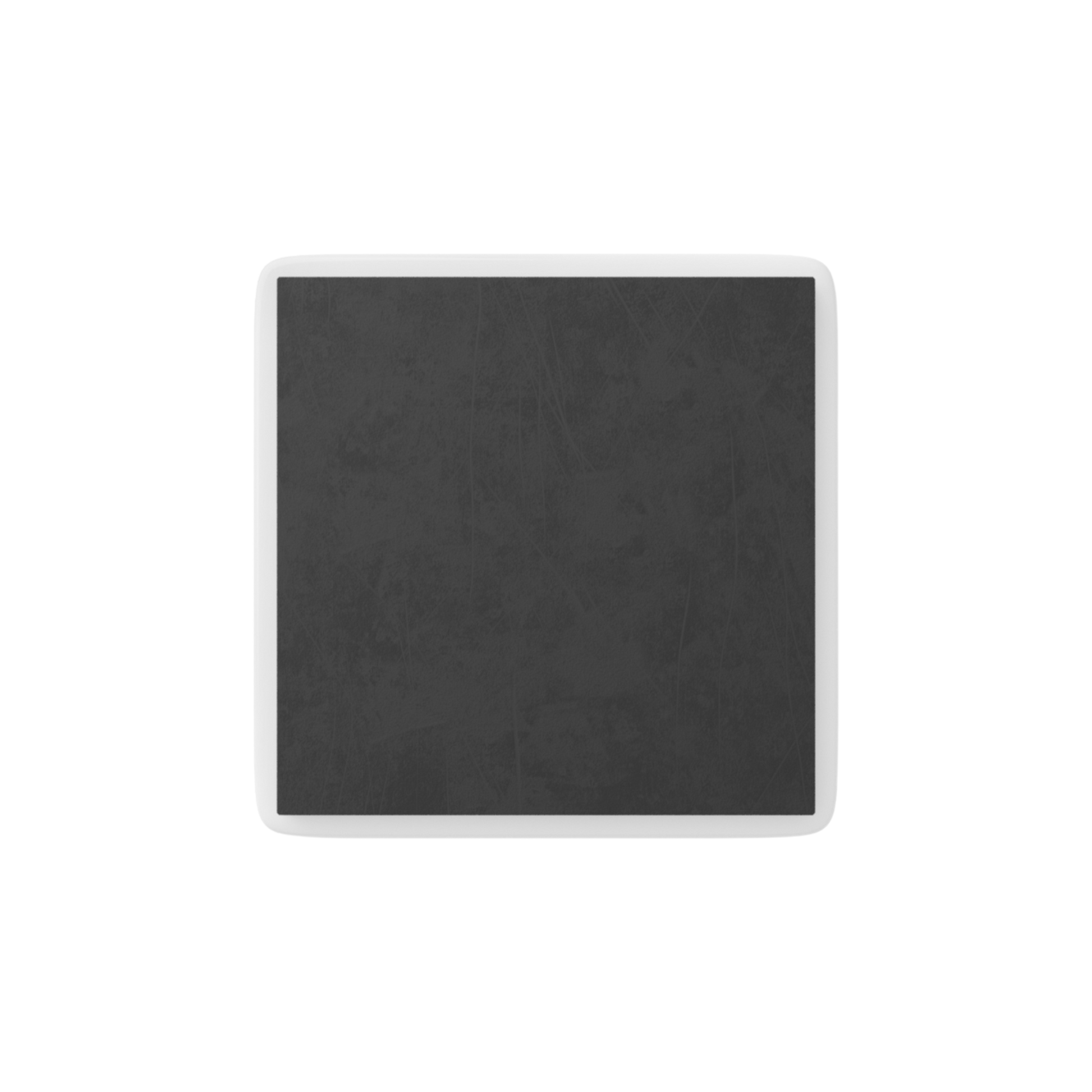 Back view of glossy porcelain magnet showing mounted magnet 