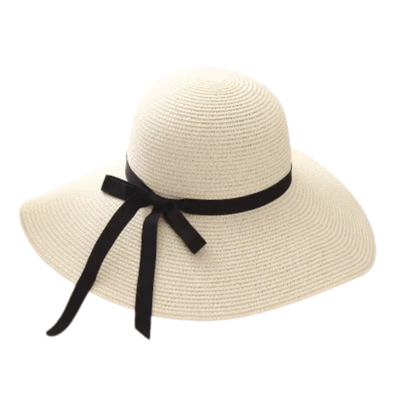 Milk white foldable straw sun hat for women – lightweight and travel-friendly beachwear accessory
