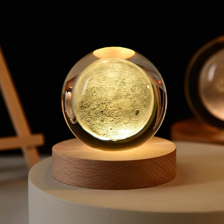Moon design crystal globe with soft LED illumination