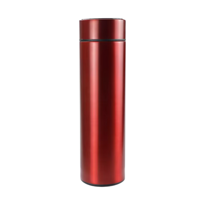 Metallic red digital LED thermos bottle